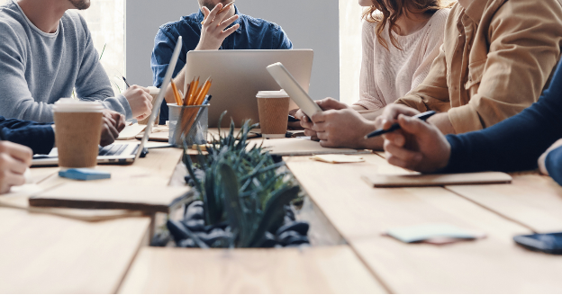 A nonprofit team meets together.
