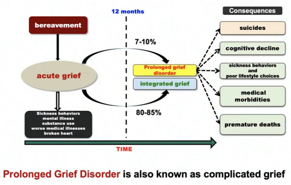 A chart demonstrating prolonged grief disorder.