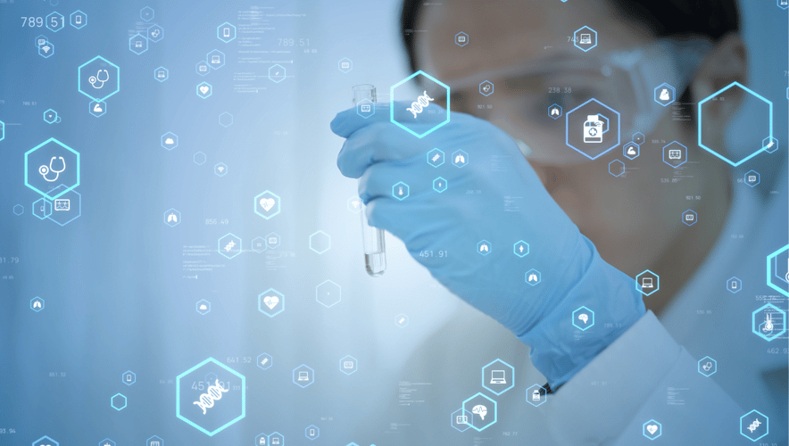 A medical researcher examinse their findings.